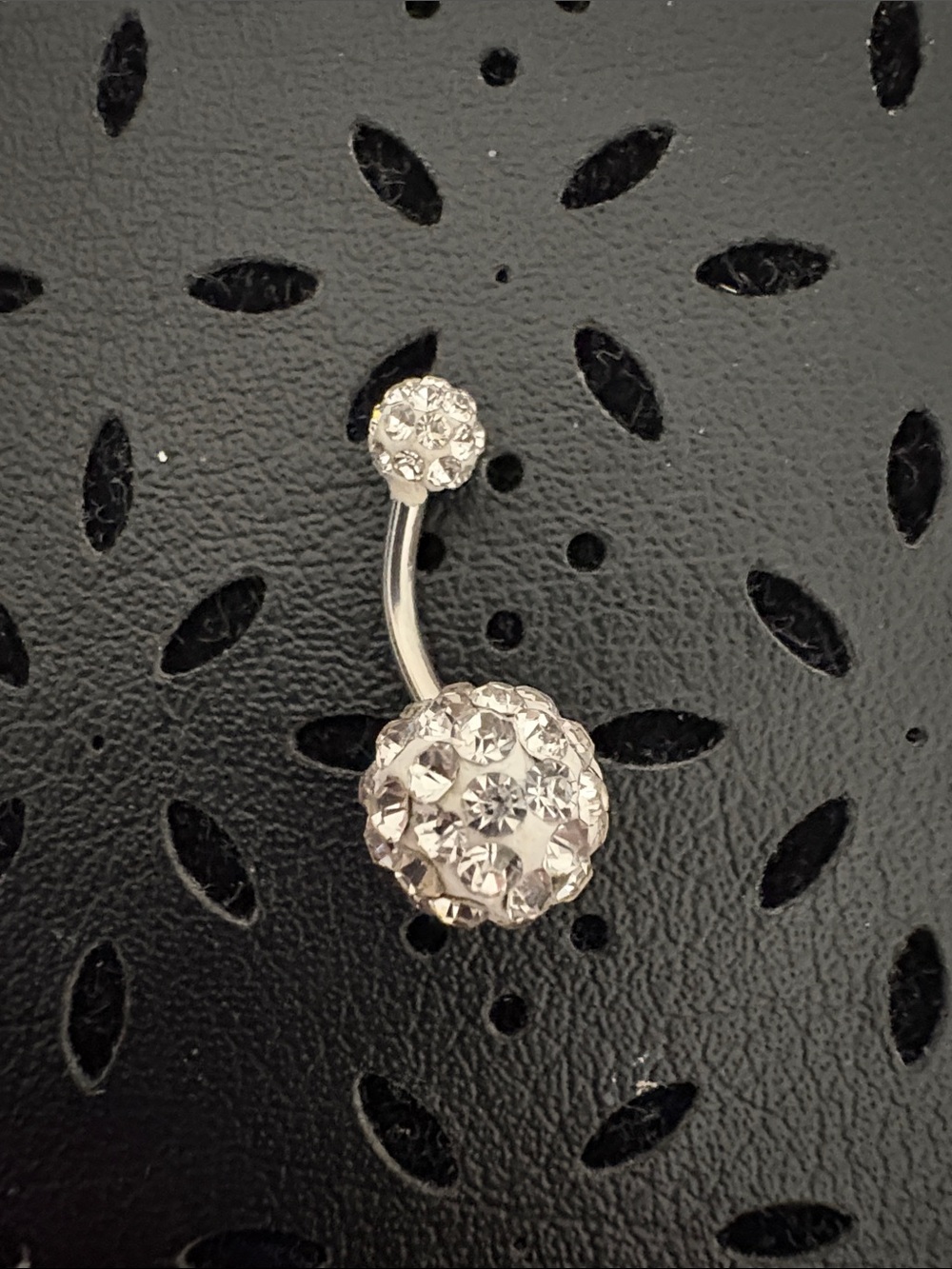 Sterling Silver Crystal Pavé Belly Button Ring - Clear